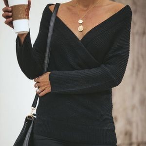 Black wrap sweater